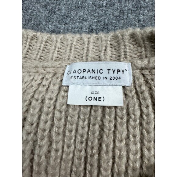 Ciaopanic Typy Sweater Women's One Size Beige Pullover Mixed Chunky Knit Crop - Picture 2 of 8